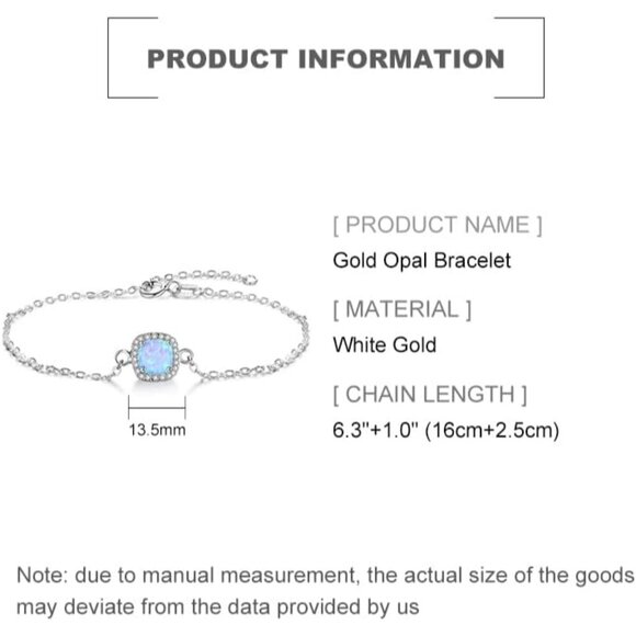 14K White Gold Over Silver Opal Moissanite Halo Chain Bracelet for Women - Picture 2 of 7